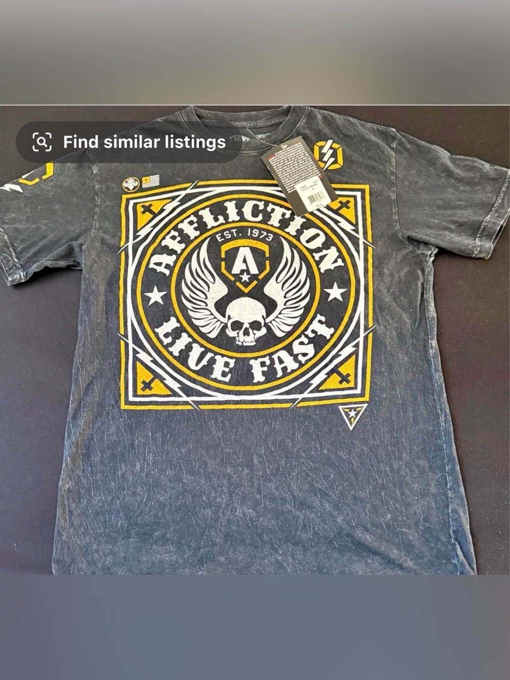 Affliction Men's Graphic Tee - Black, Yellow